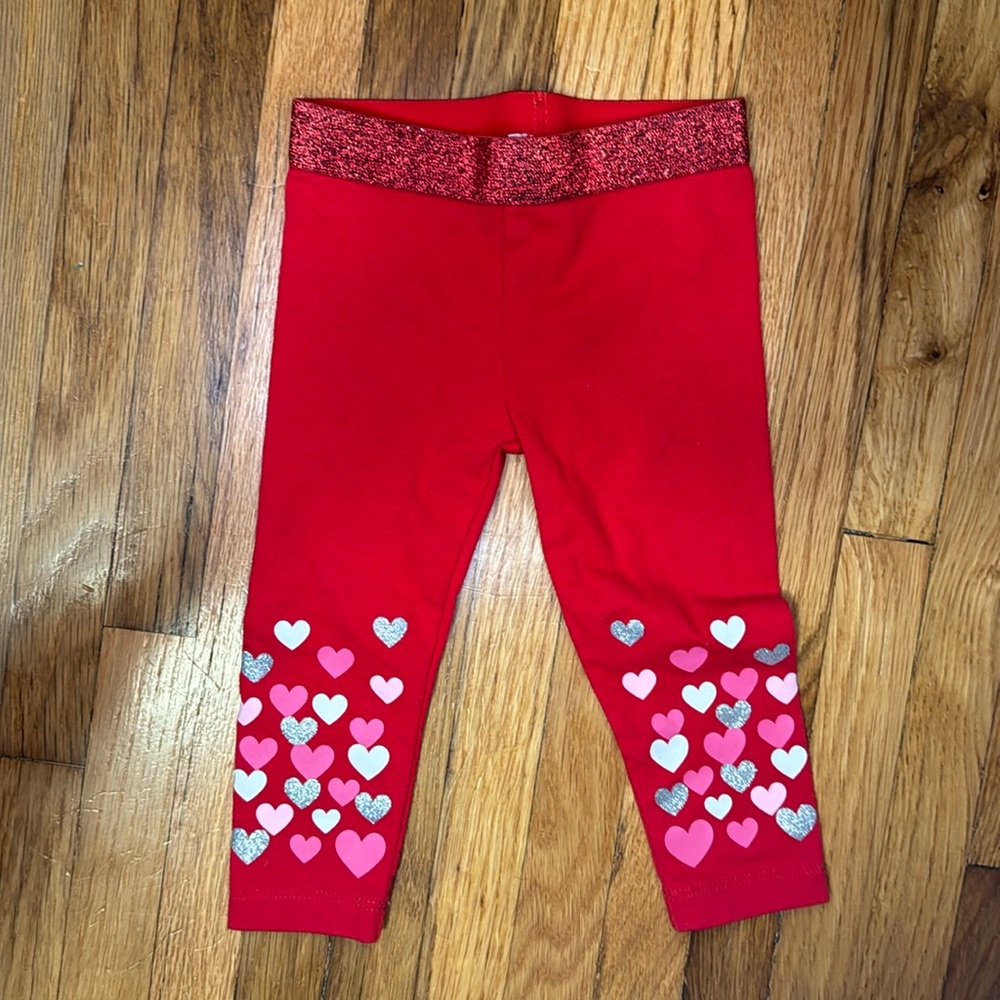 Celebrate Valentine’s Day 12 month girls pink red white pants leggings